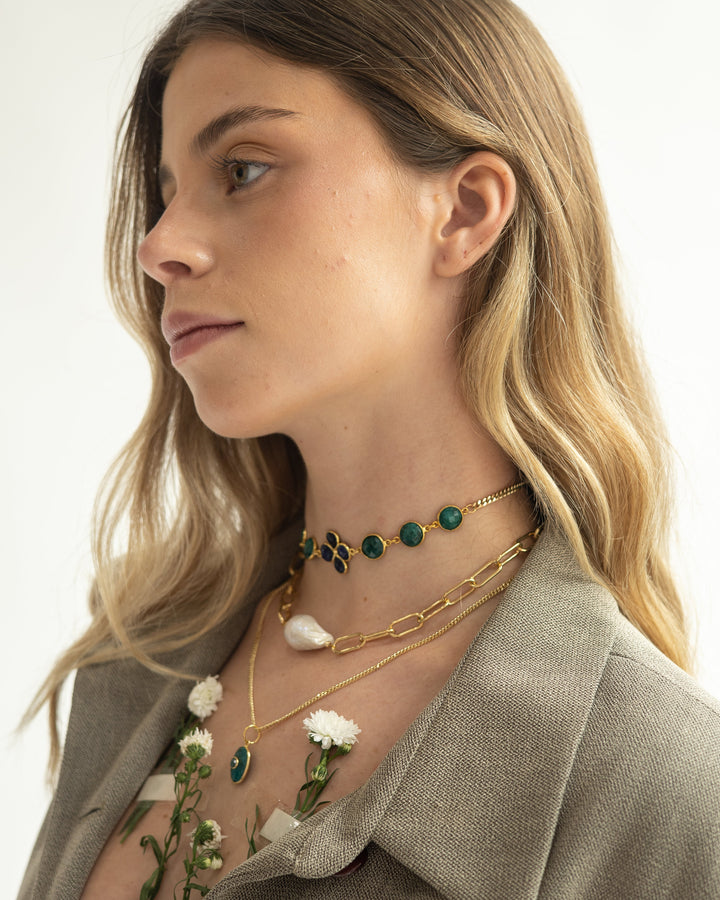 Brisa Choker - Gold/Blue