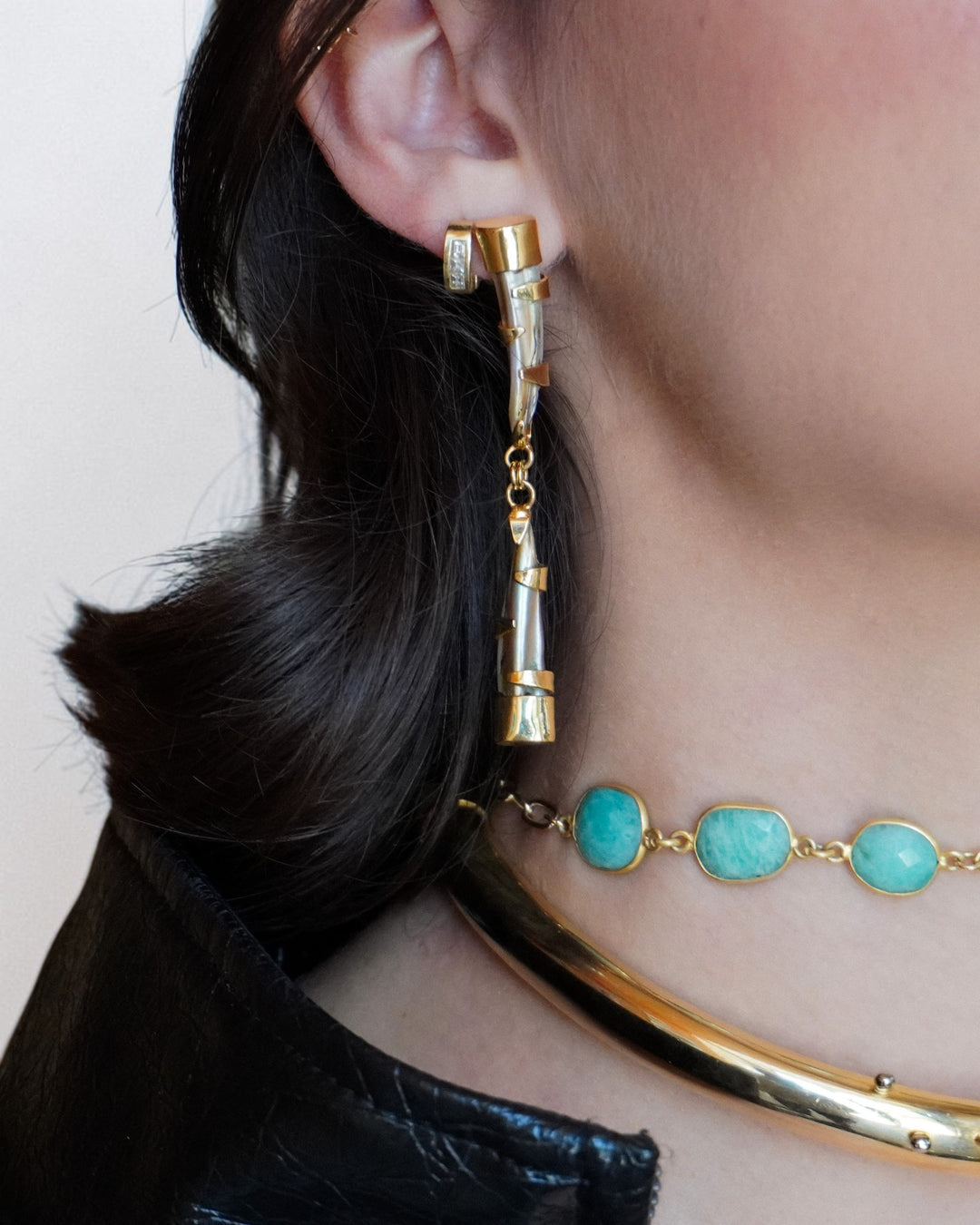 Asymmetrical Mother-of-Pearl Earrings