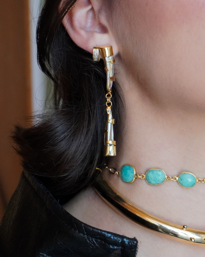 Asymmetrical Mother-of-Pearl Earrings